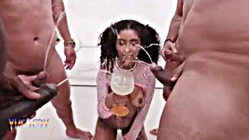 Ariella Ferraz has intense group sex and piss drinking