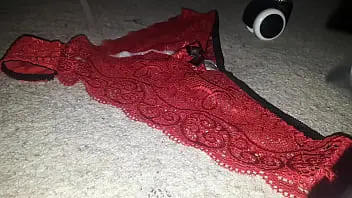 Cumming on my Indian 's Lacy Red Panties