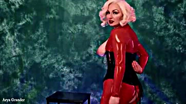 Arya Grander's latex-clad anal tease is explicit