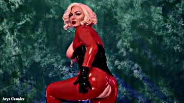 Arya Grander's latex-clad anal tease is explicit