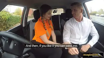 Sexy driving examinee fucked in the car