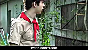 Two scouts get fucked in a shed during rain